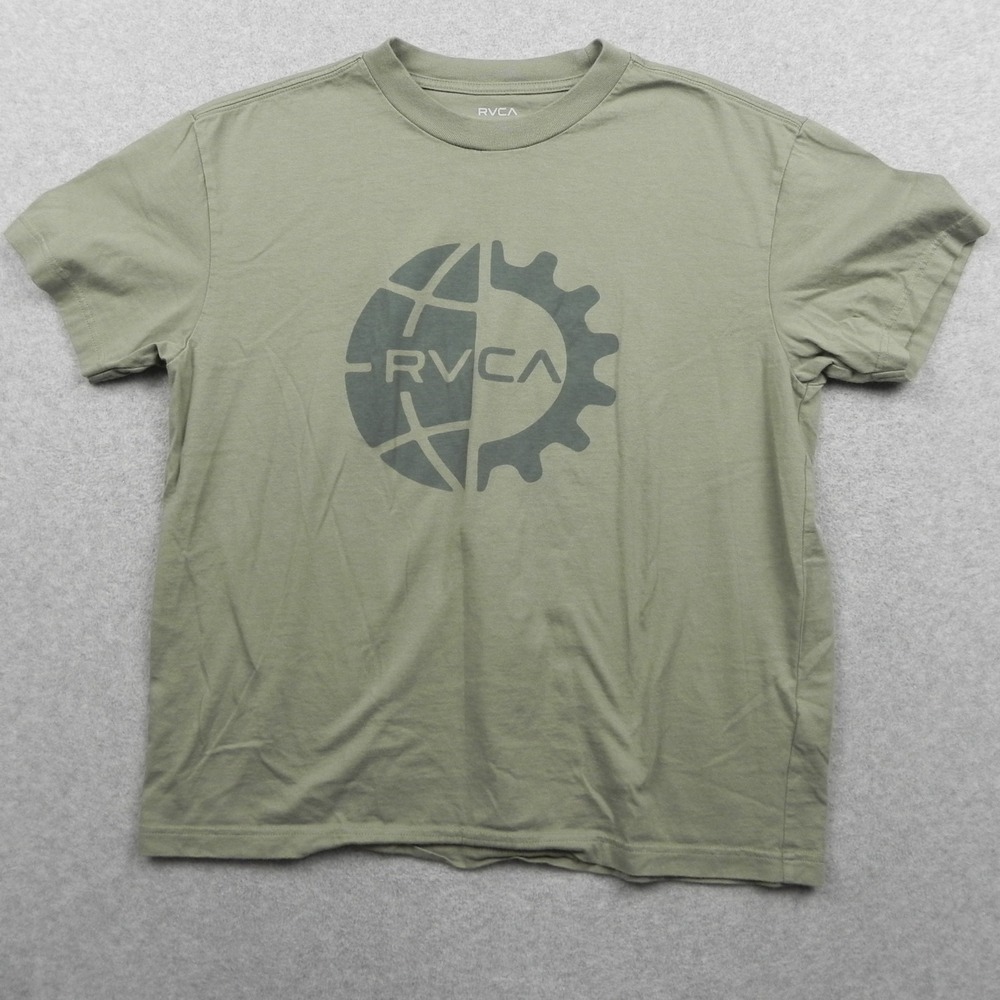 RVCA T-Shirt Mens Medium Regular Fit Midweight Graphic Tee Green Short Sleeve